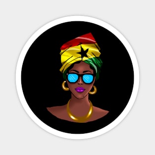 African woman with Ghana Flag headscarf Magnet